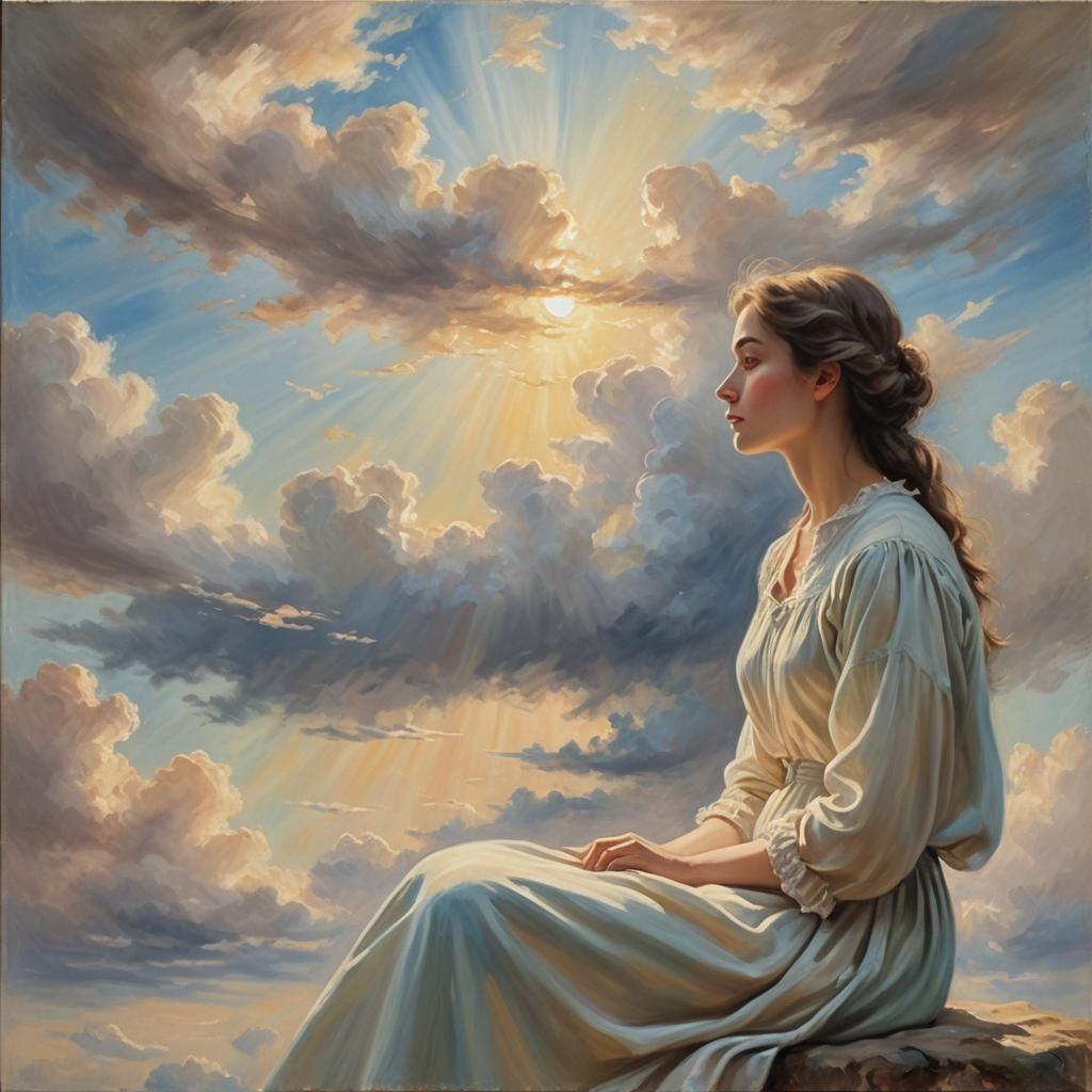 Ethereal Woman in Waiting: Dreamy Surrealism