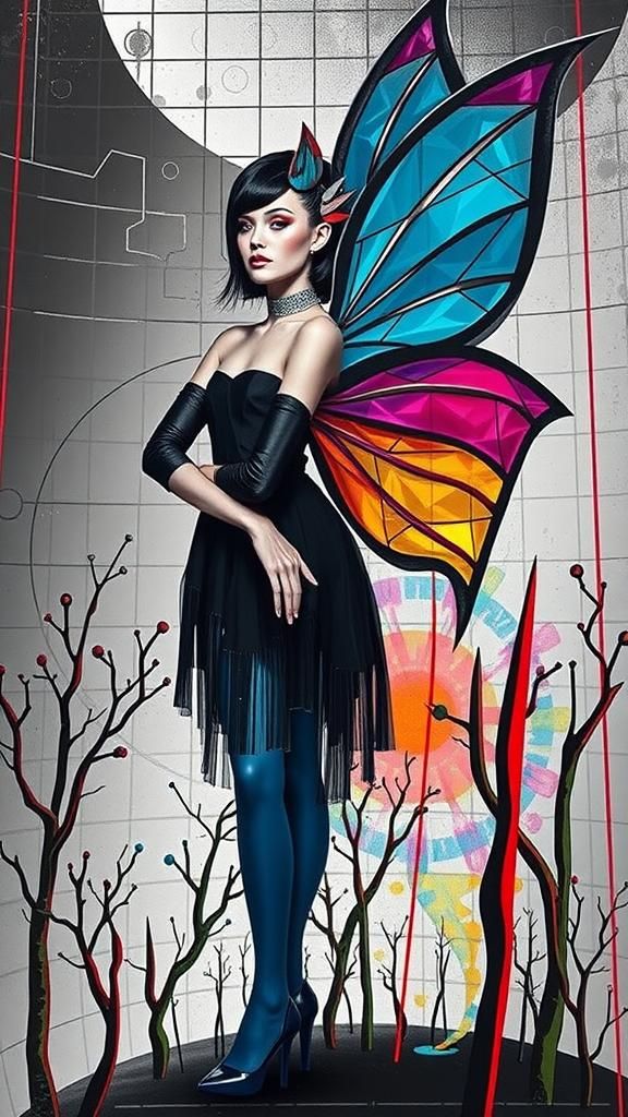 Avant-Garde Geometric Model in Black and White