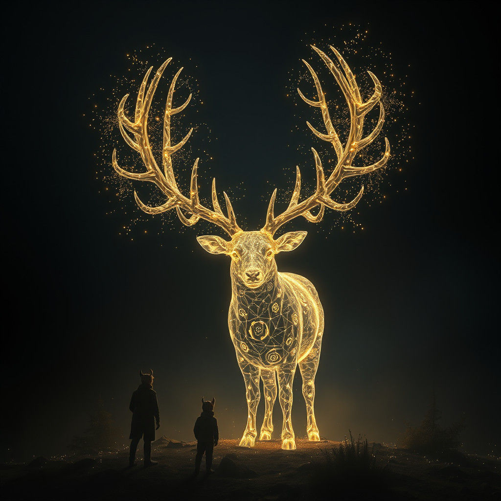 Ethereal Deer Swarm Appears in Dark Void