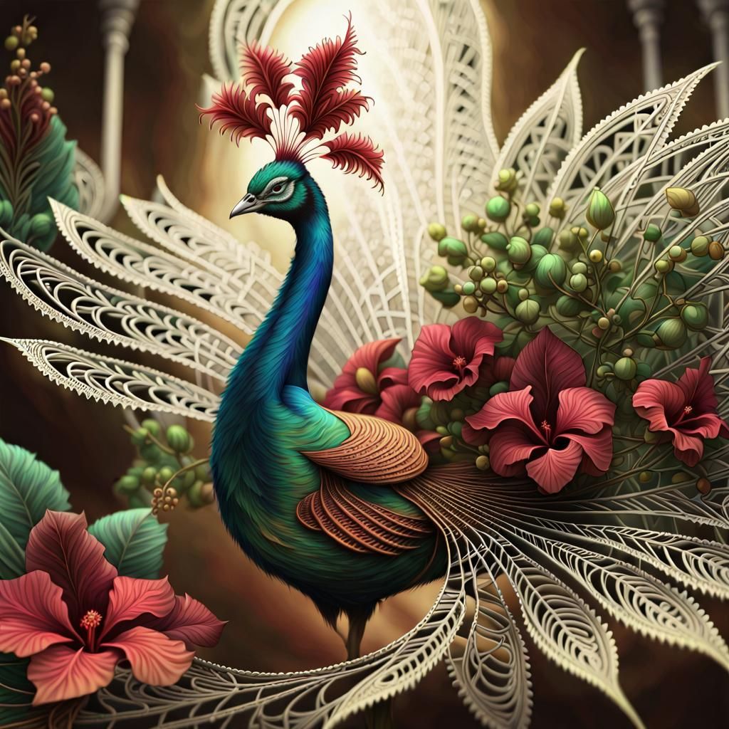 Peacock Witch in Fractal Jungle Garden