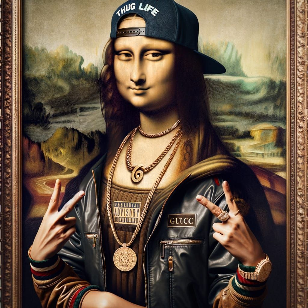 Mona Lisa as Hip-Hop Artist in Renaissance Style