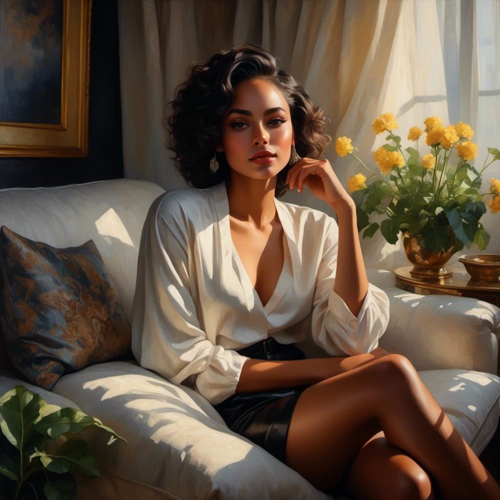 Dreamy Black Woman in Soft Dawn Light