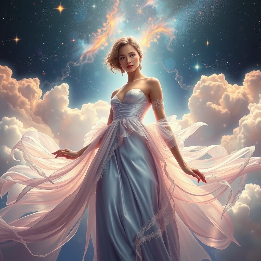 Ethereal Femininity in a Celestial Fantasy