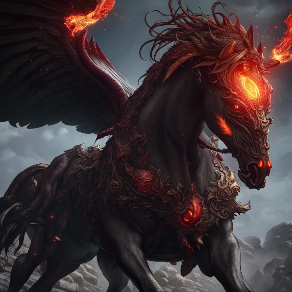 Flamed Dark Horse: Omen of Death in 8K
