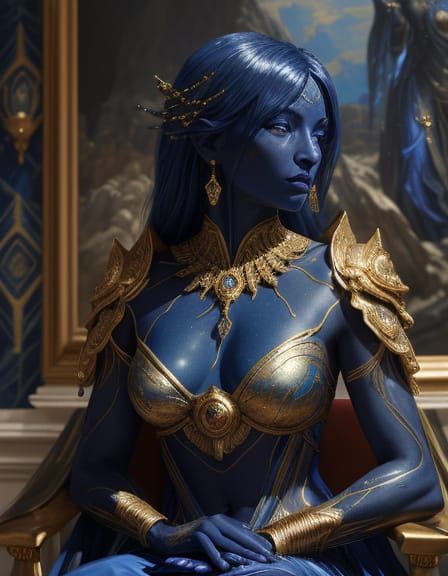 Lapis Lazuli Statue with Gold Veins