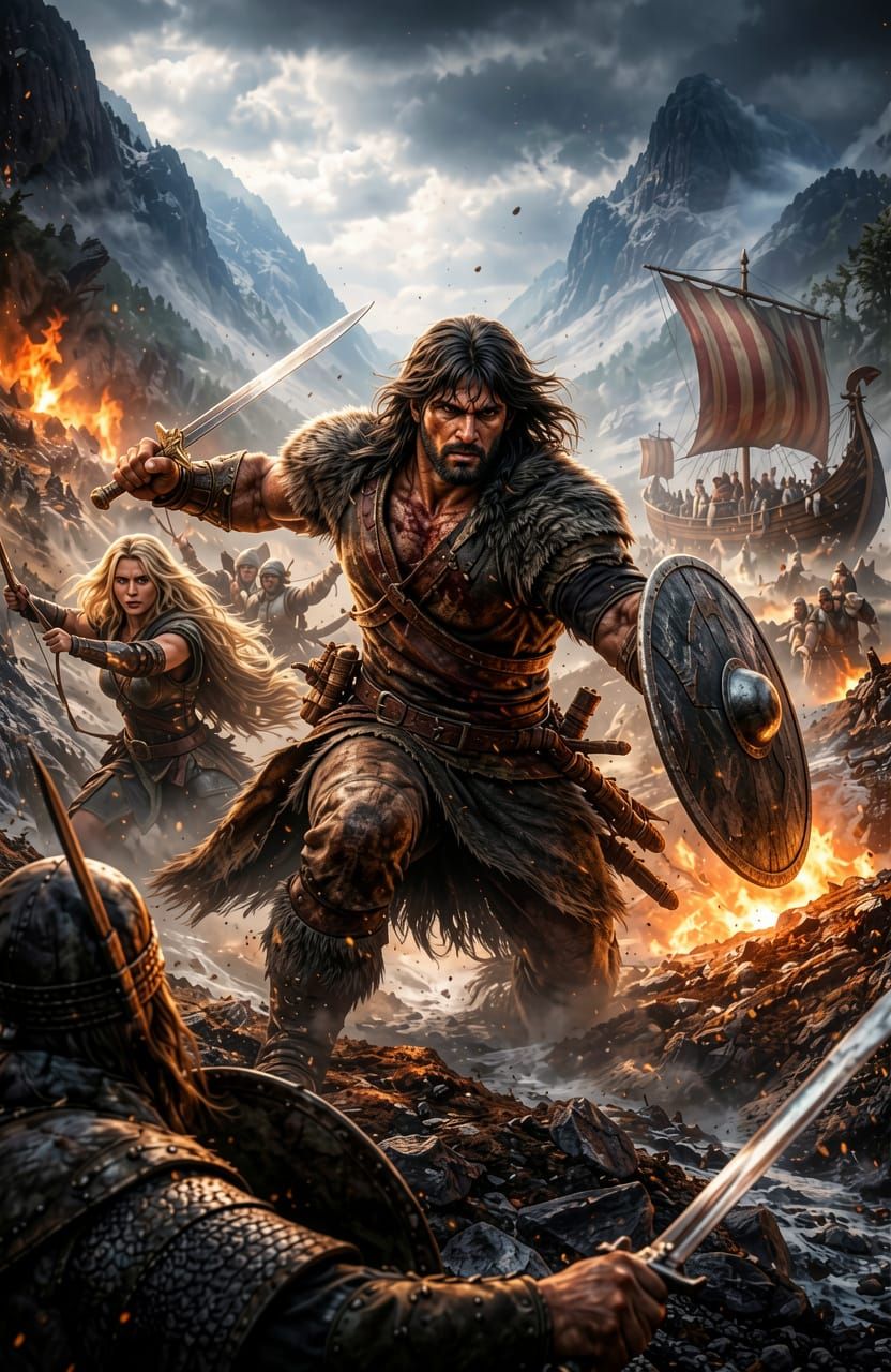 Epic 3D Volumetric Scene of Thorgal in Dynamic Action