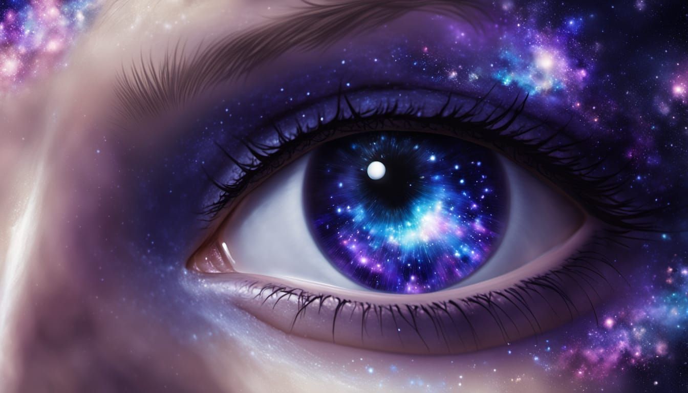 Cosmic Princess Gazes Intently in Mystical Digital Art