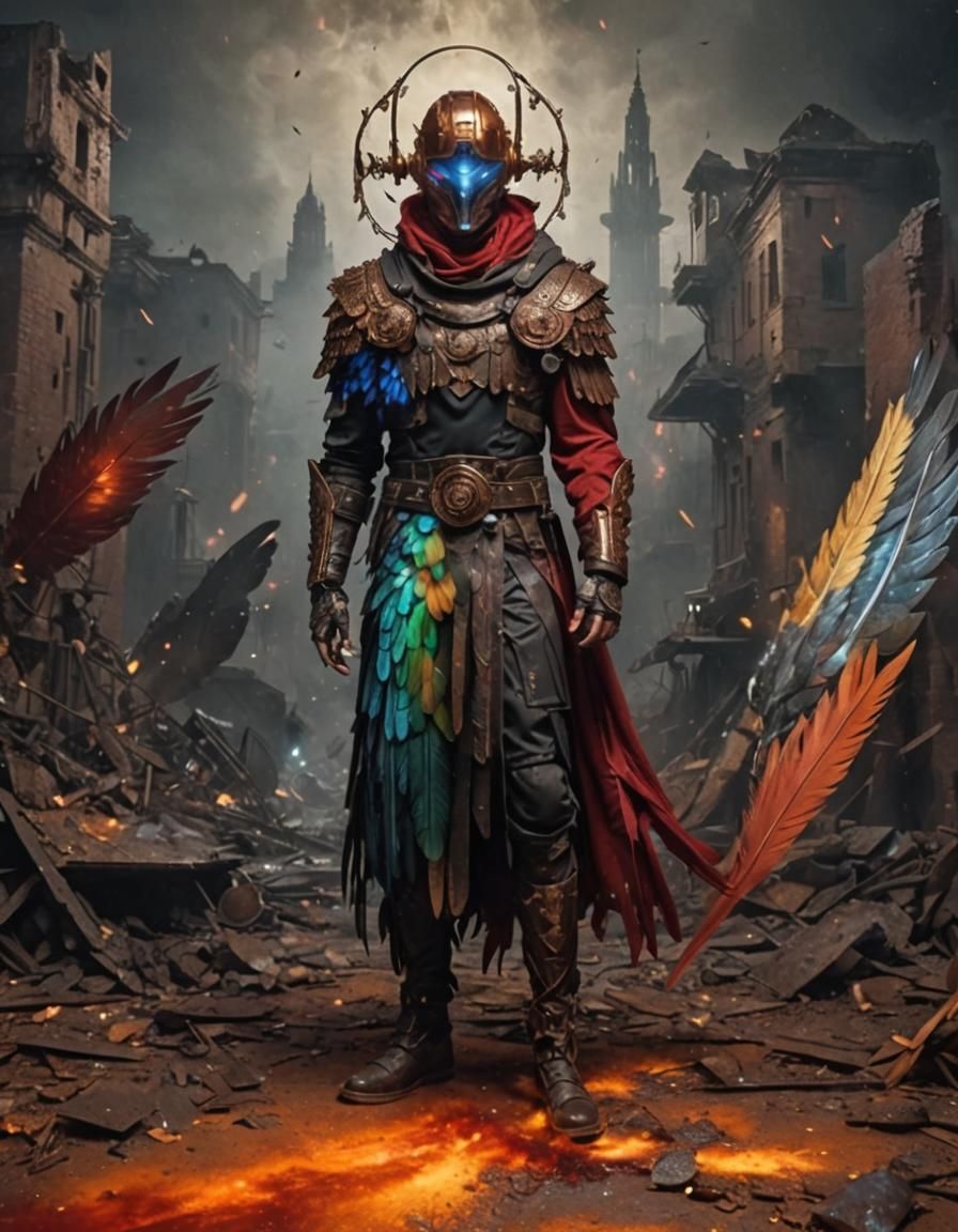 Neo-Futuristic Roman Fashion with Copper Wings