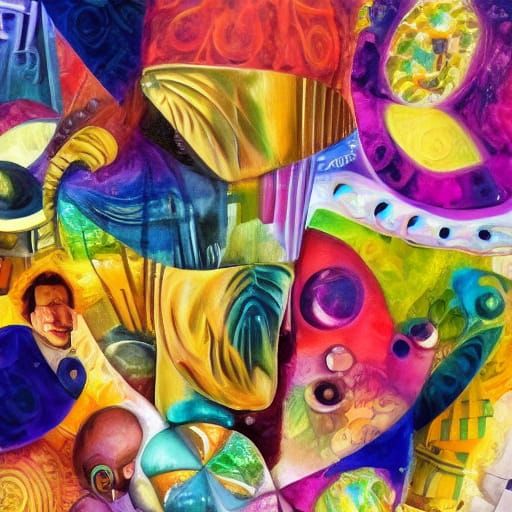 Surrealist Collage of Everyday Life in Mixed Media Style