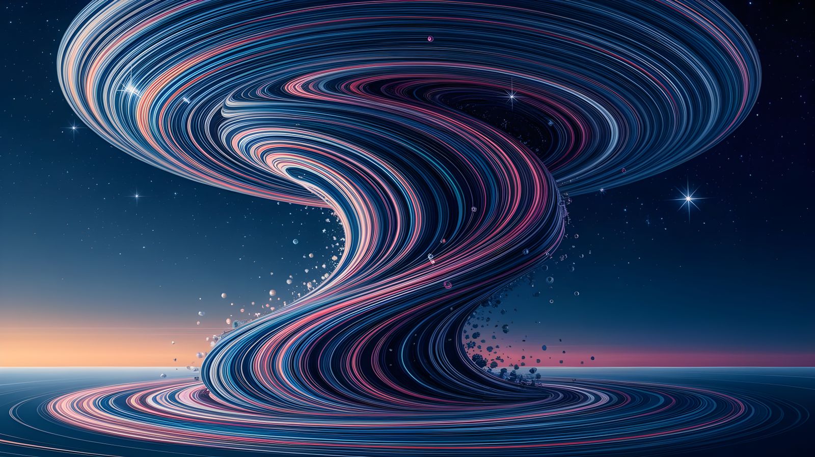 Liquid Polka Dot Tornado Against Starry Sky