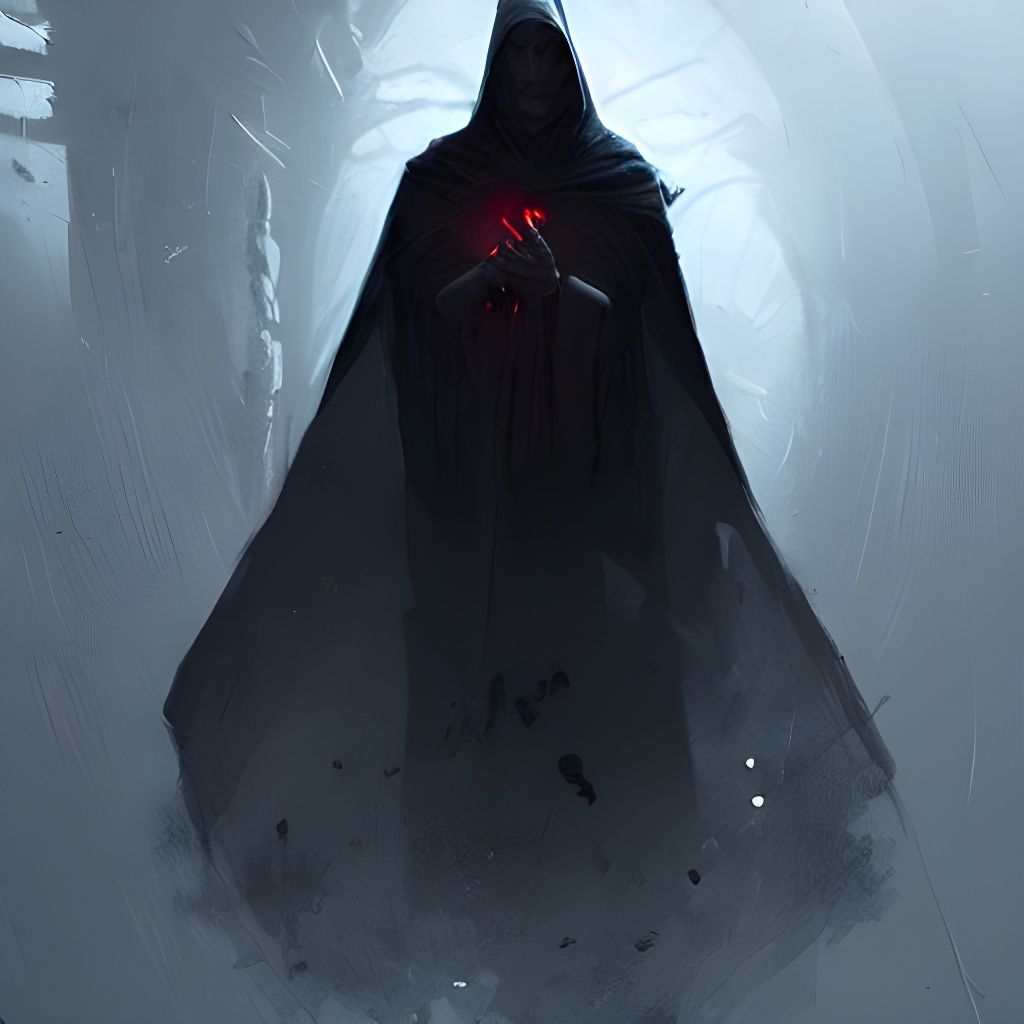 Sinister Cloaked Figure by Rutkowski Style