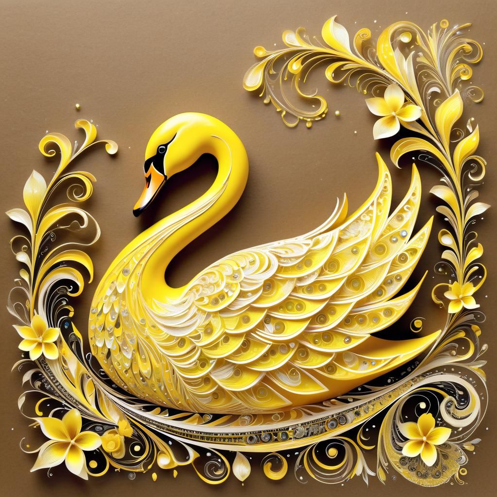 Luminous Yellow Ink Drawings on Brown Paper