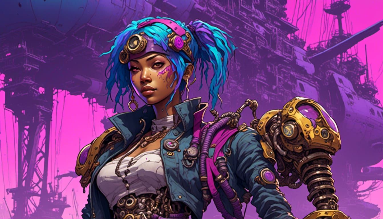 Cyberpunk Pirate on Battleship Deck