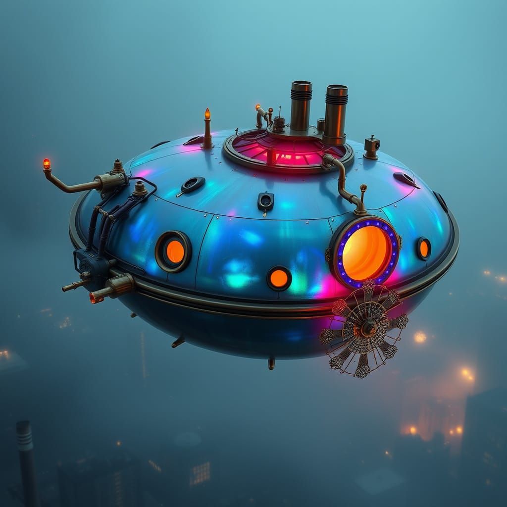 Ethereal Stream Punk Housecraft with Sapphire Ring and Brass...