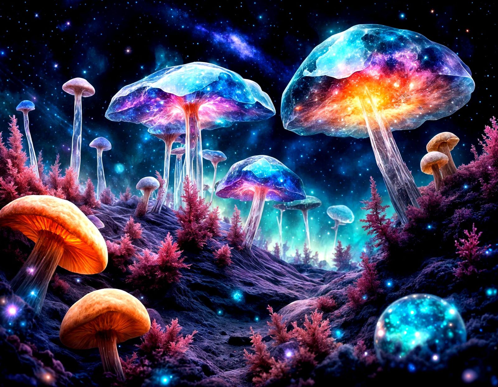 Cosmic Fungi in a Phantasmagorical Crystal Universe