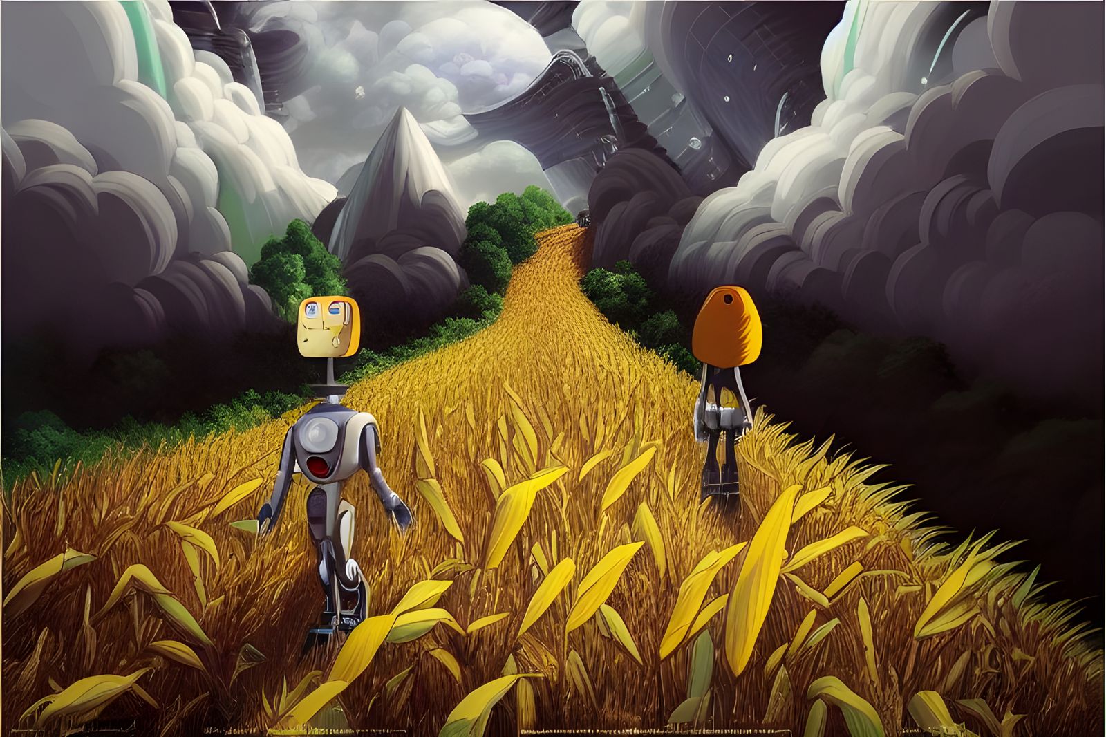 Cybernetic Corncobs in Cornpunk Sci-Fi Horror Art