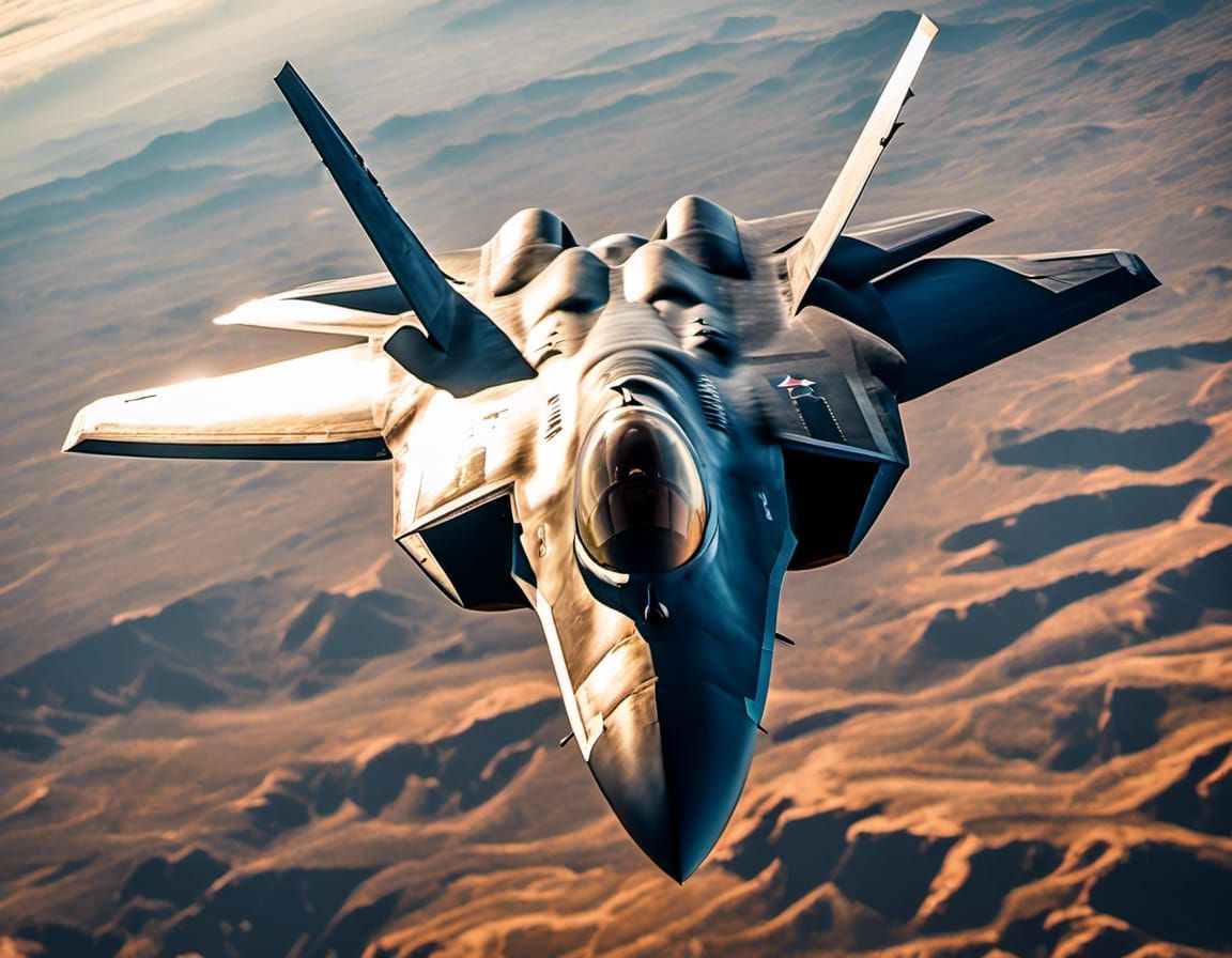 F-22 Raptor in Flight: Hyperrealistic Cinematic Still
