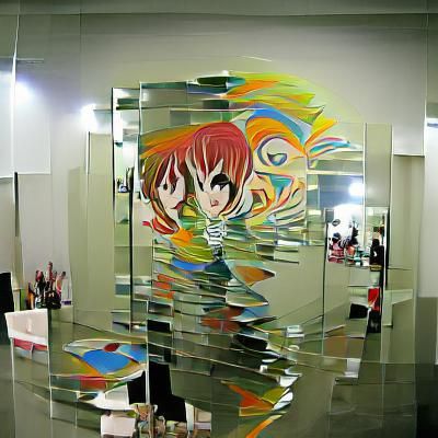 illusion mirror acrylic art in the world of gumble anime