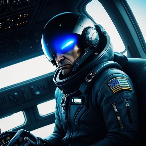 Space Pilot in Spaceship Cockpit: Cinematic Digital Art
