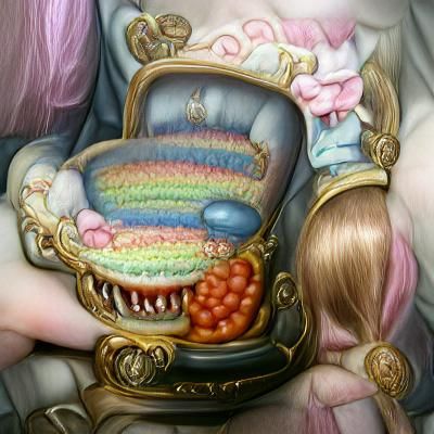 Alice in Wonderland with Cheshire Cat, Surrealist Painting