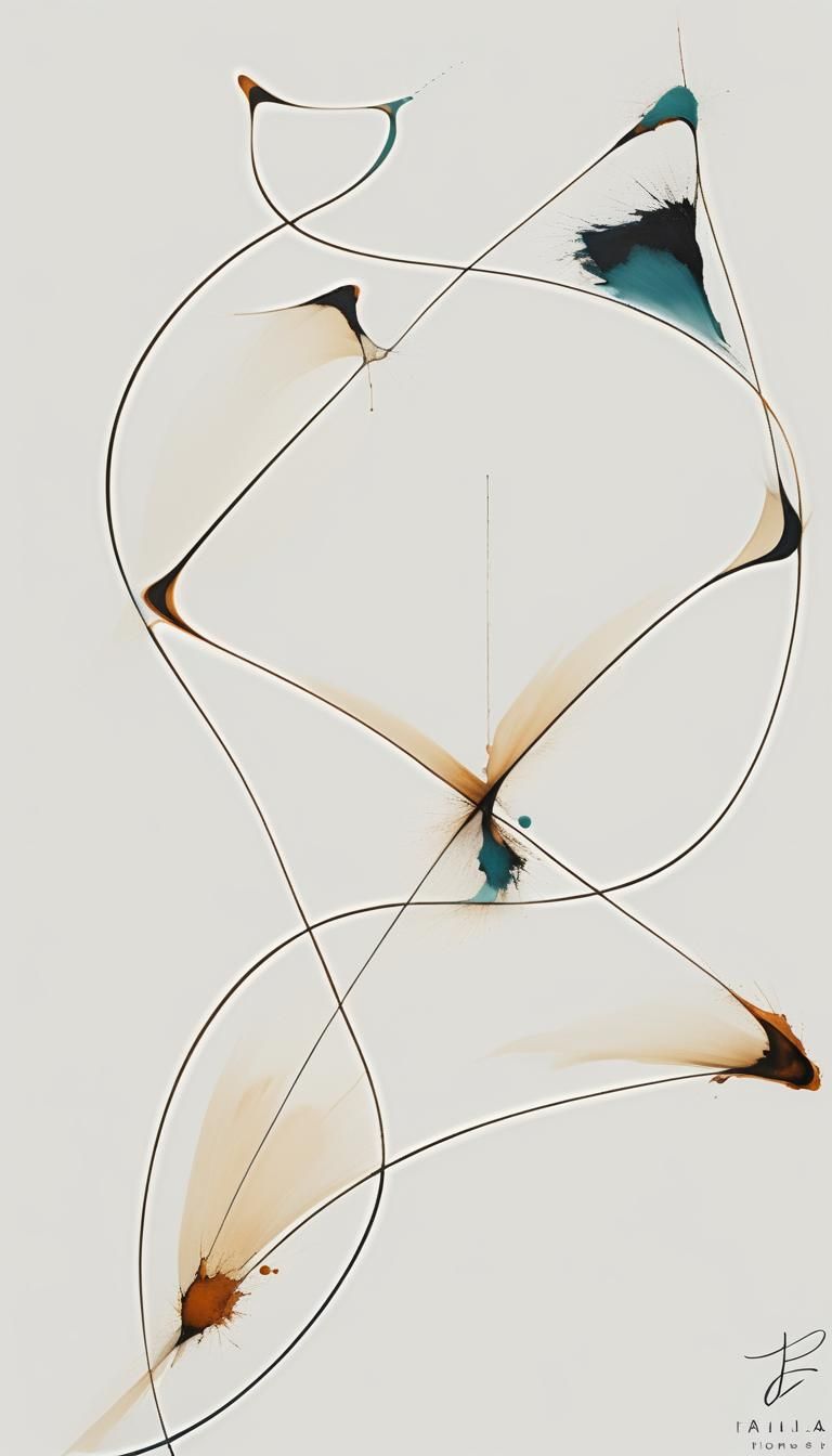 Abstract Swirls in Turquoise and Amber Hues