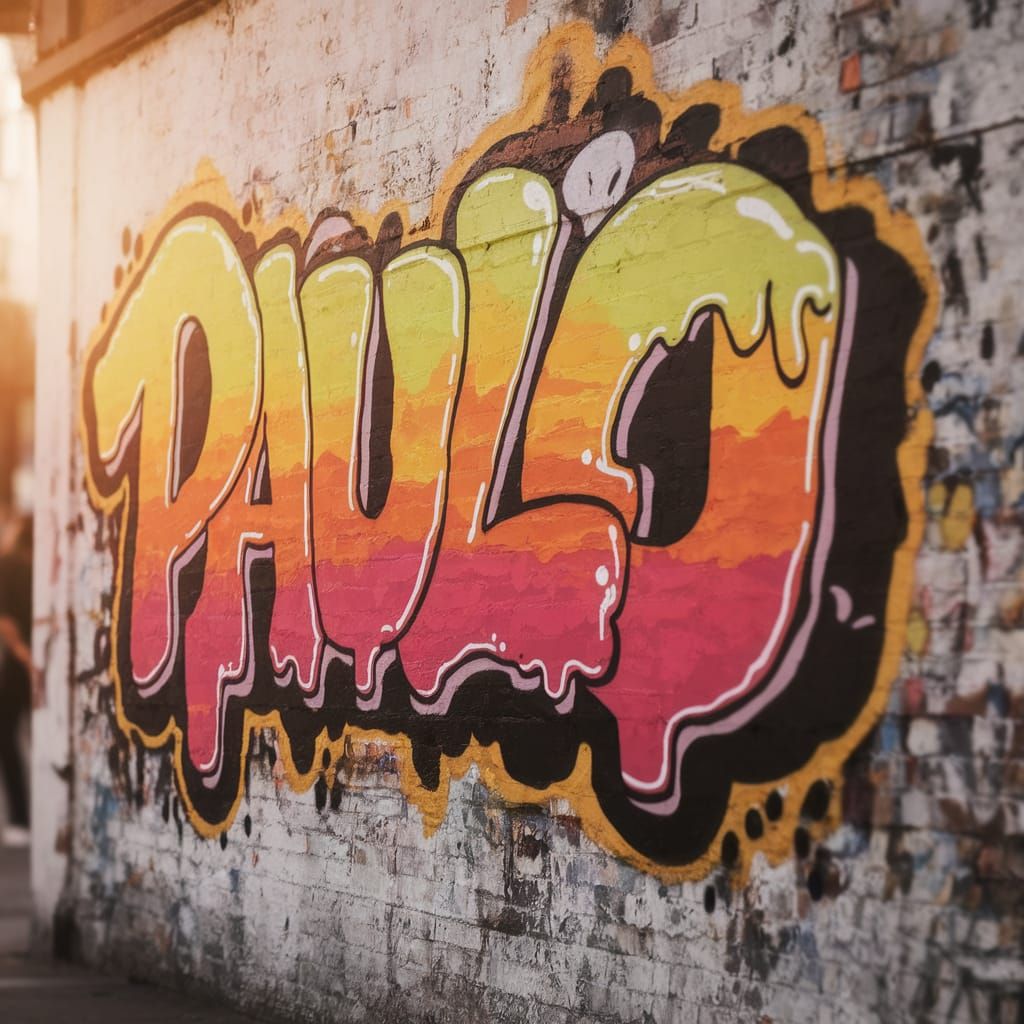 Vibrant Graffiti Art on Weathered Brick Wall