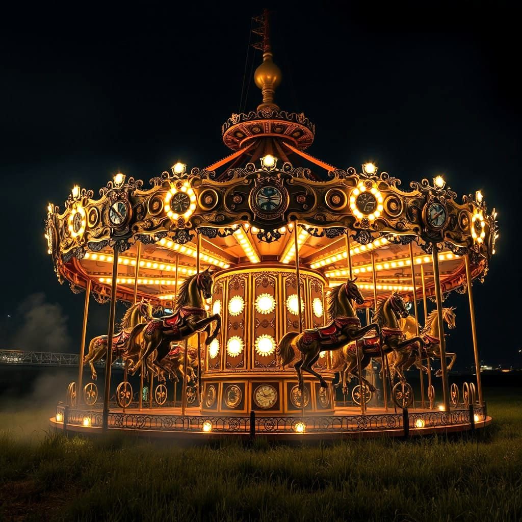 Steam-Punk Carousel at Night