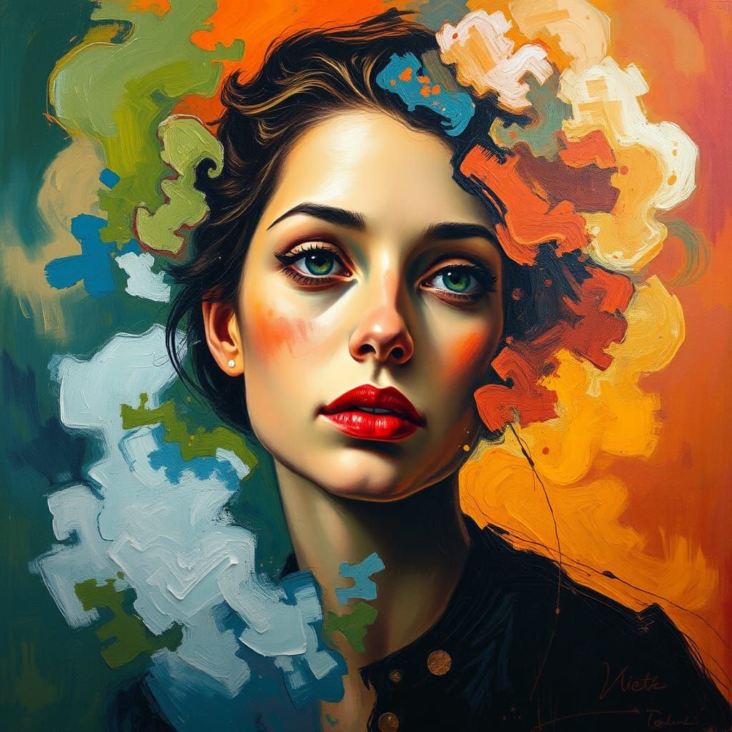 Emotive Portrait in Neo-Impressionist Style