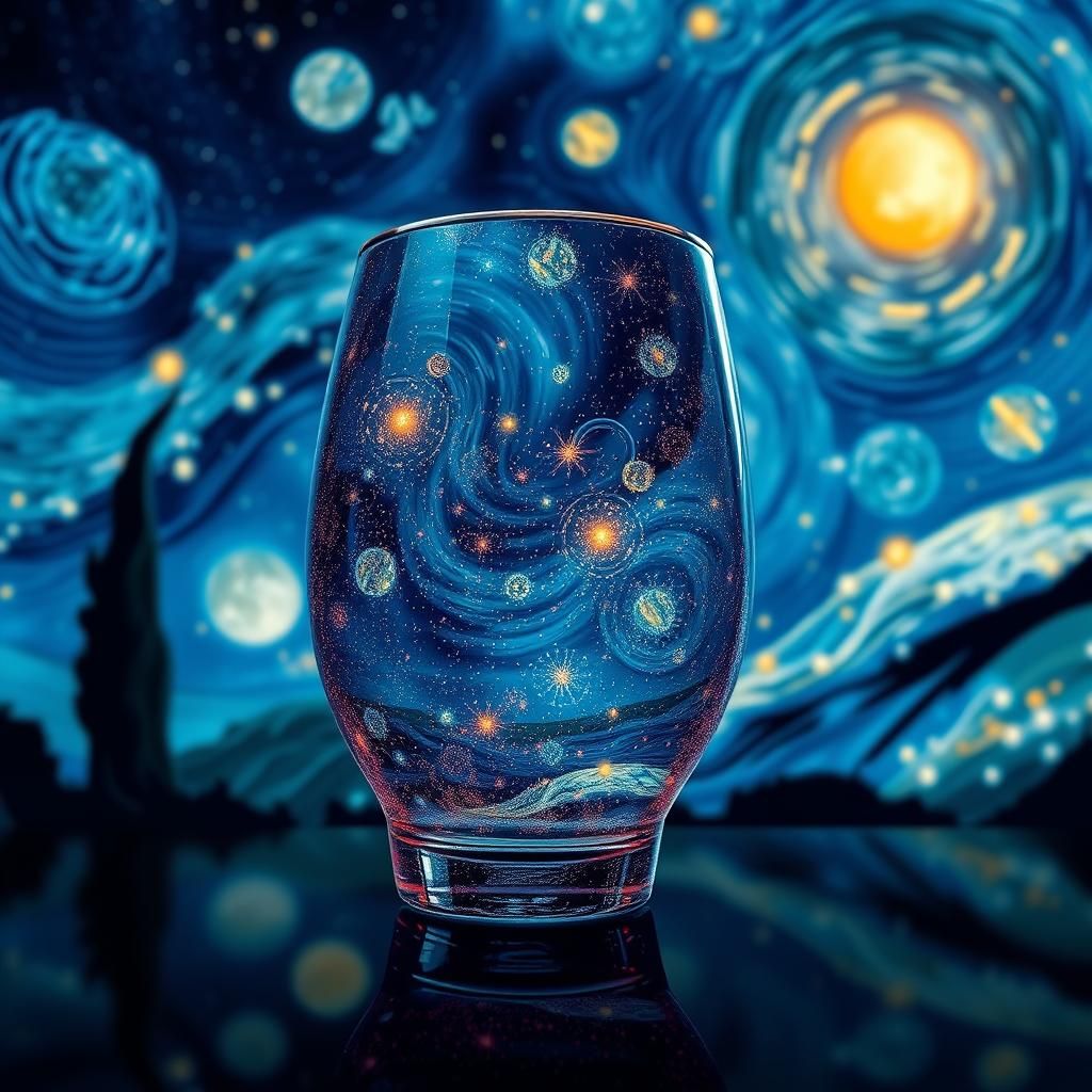 Divine Starry Cat Face in Blown Glass