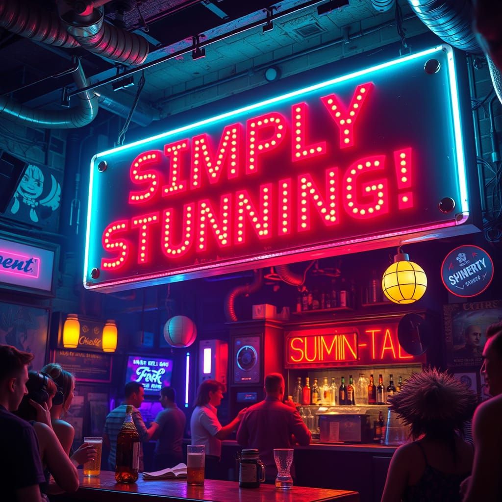 Lively Cyberpunk Party in a Grungy Pub