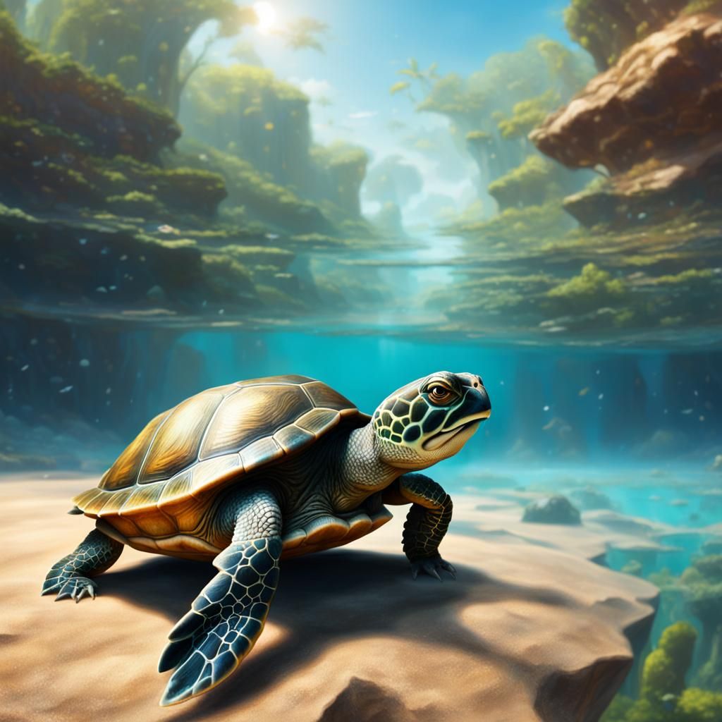 Newborn Turtle's First Glimpse: Fantasycore Concept Art