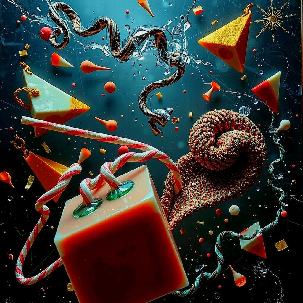 Abstract Swirling Gelato Colors in Bold Stripes