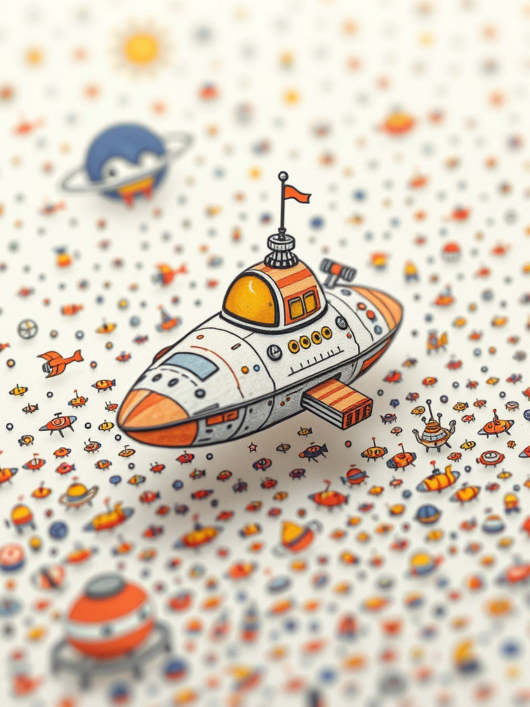 Whimsical Spaceship Doodle in 3D