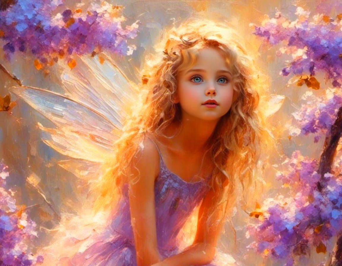Fairy Girl Spreads Wings in Impasto Painting