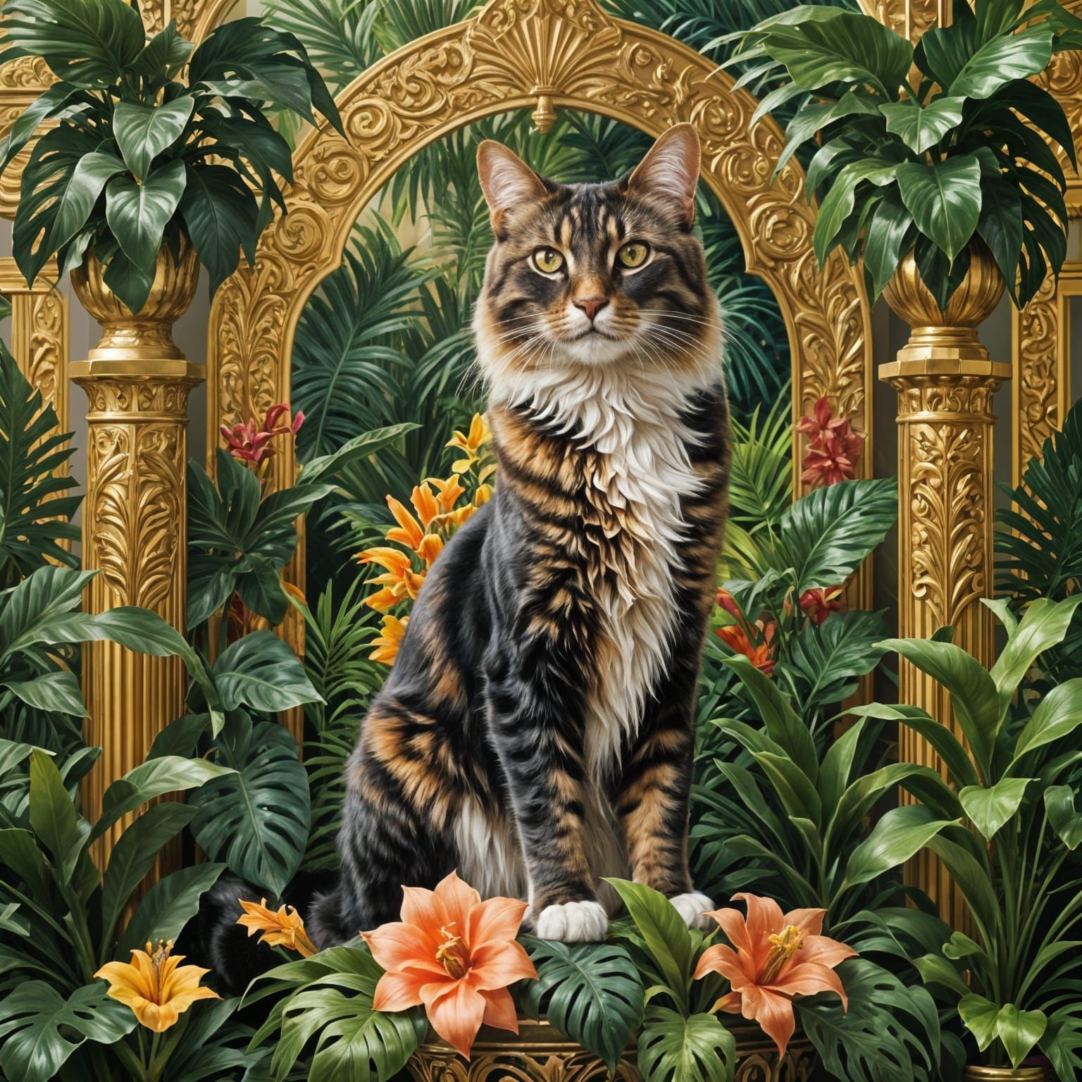 Majestic Maine Coon Cat in Art Deco Setting