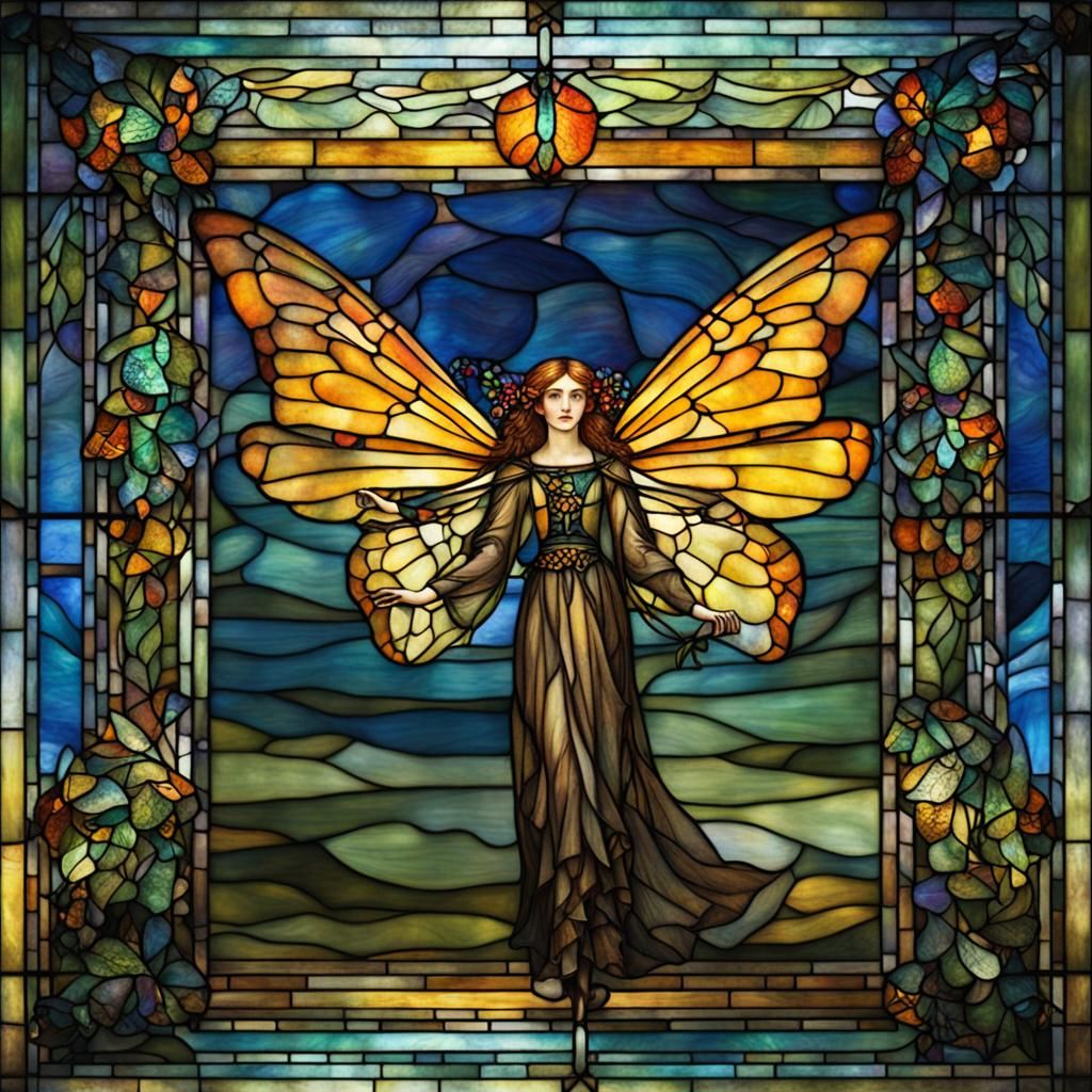 Stained Glass Fairy with Moth Wings