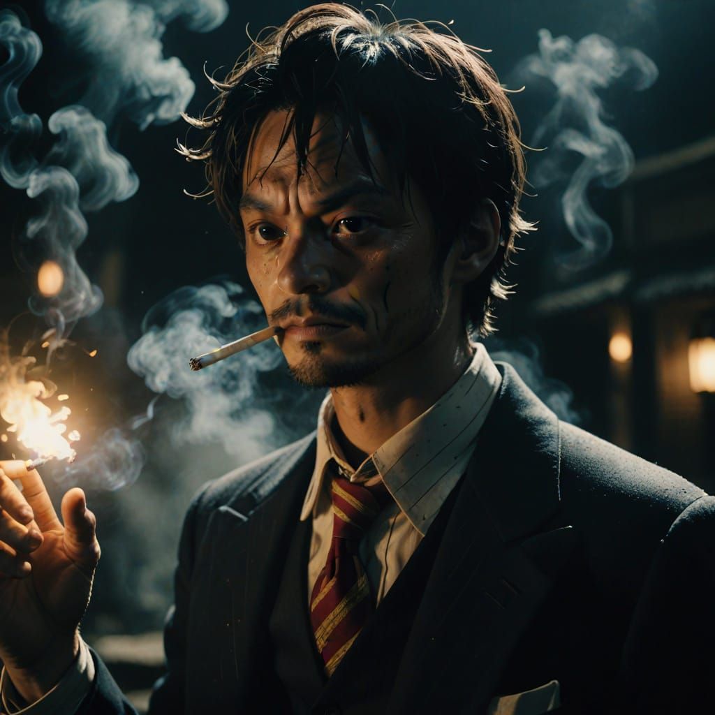 Gritty 1920s Film Star in Moody Lighting