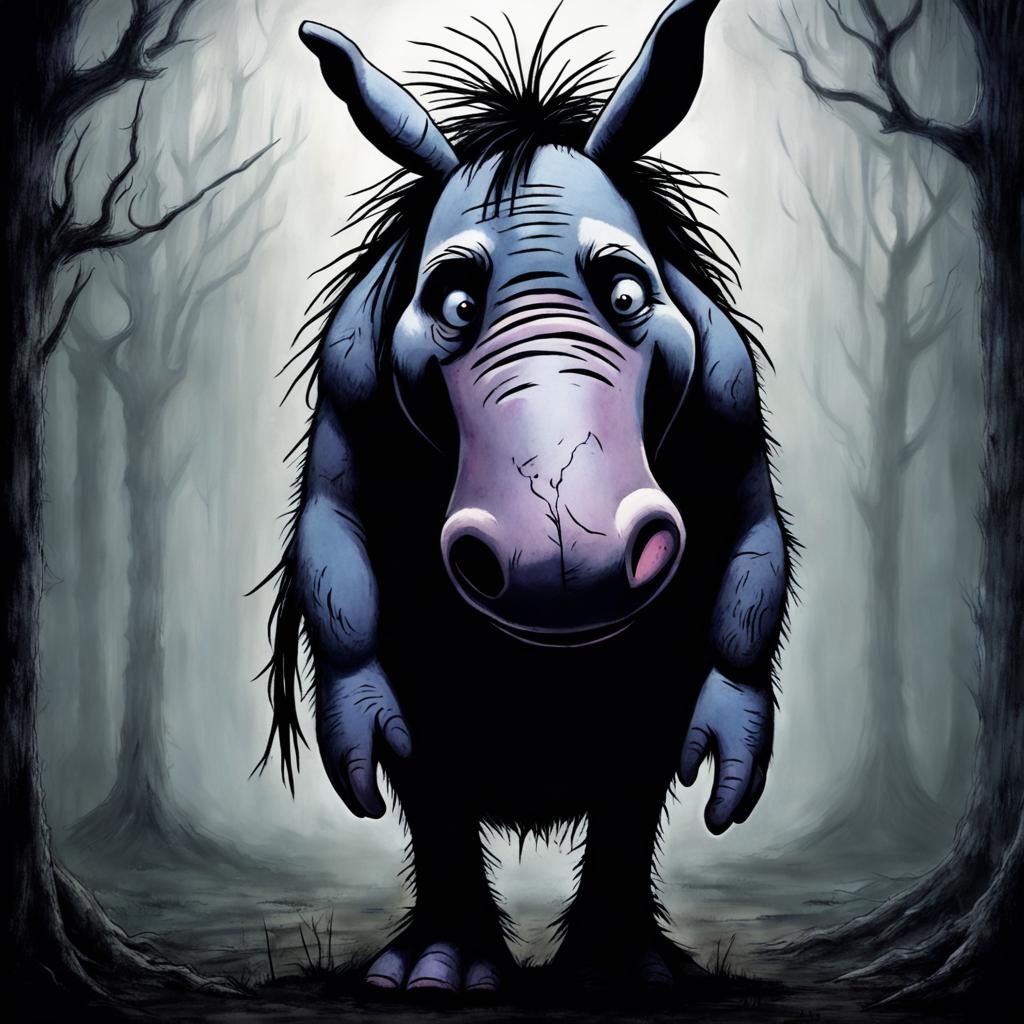 Eeyore in Dark Horror Style
