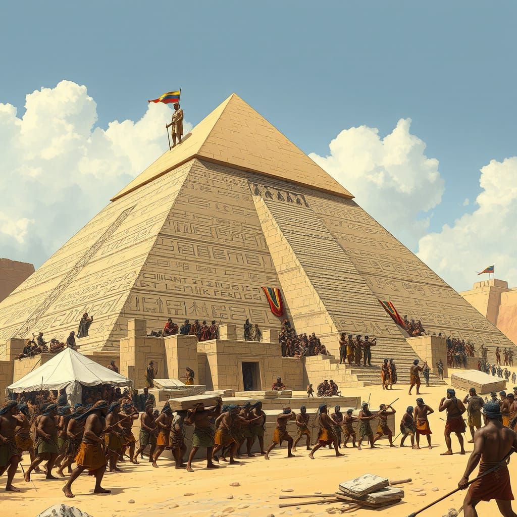 Building the Great Pyramid: An Ancient Egyptian Scene