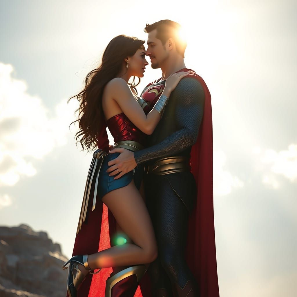 Dreamy Superhero Couple in Ethereal Daylight