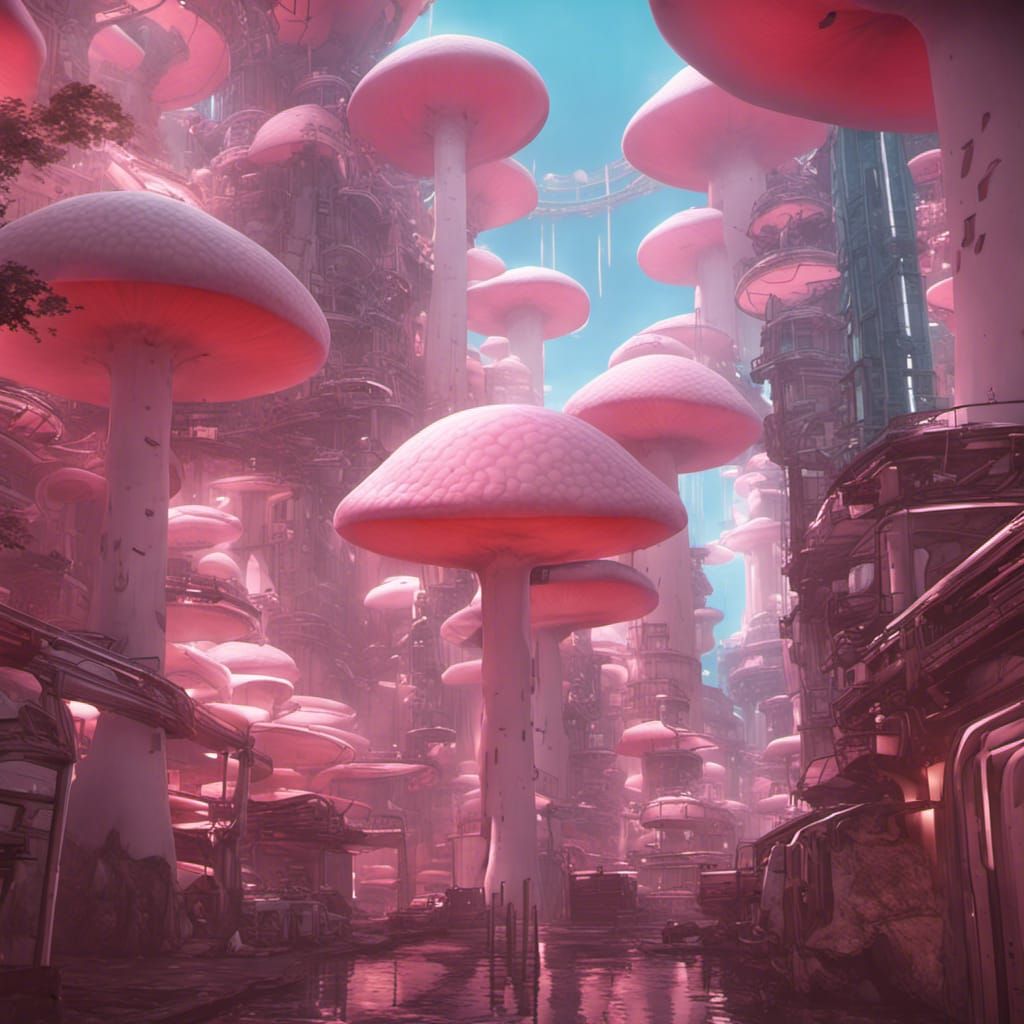 Futuristic City Inside Mushroom, 3D Game Cinematic