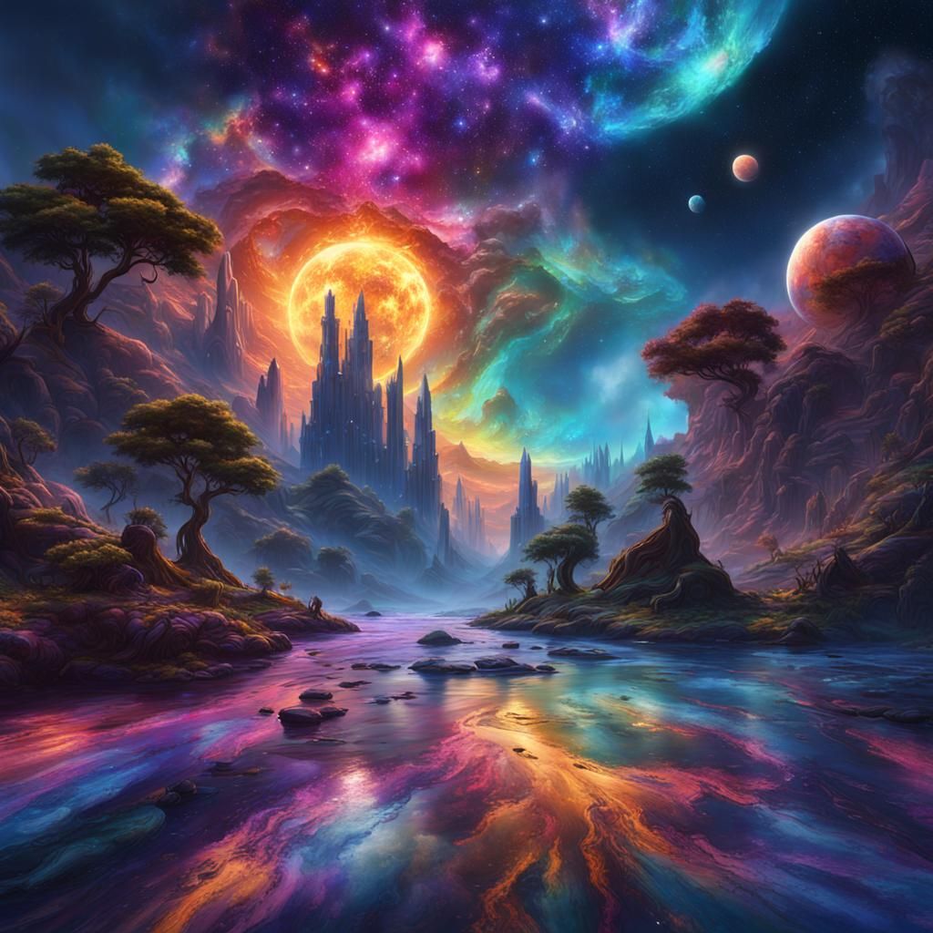 Tie Dye Universe Melts Into Galaxy River