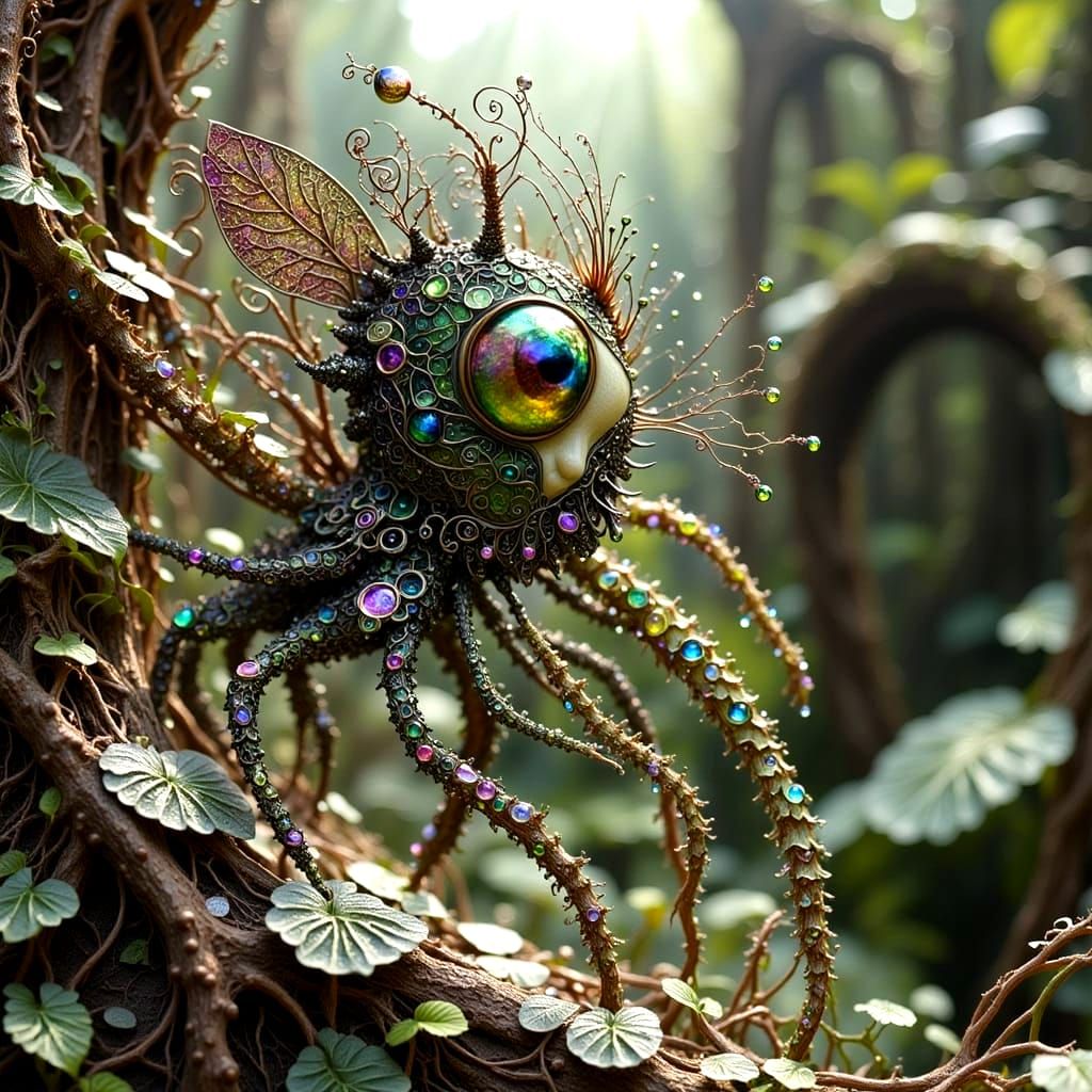 Intricate Wire Moth Marionette Hybrid in Antique Shop