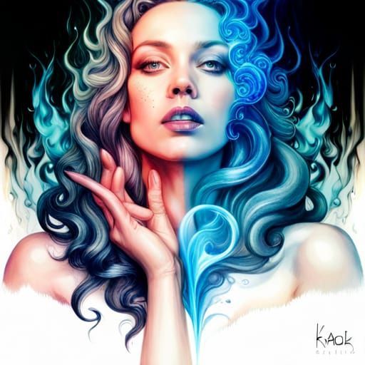 Surreal Smoke Woman: Graphite Pencil Fine Art