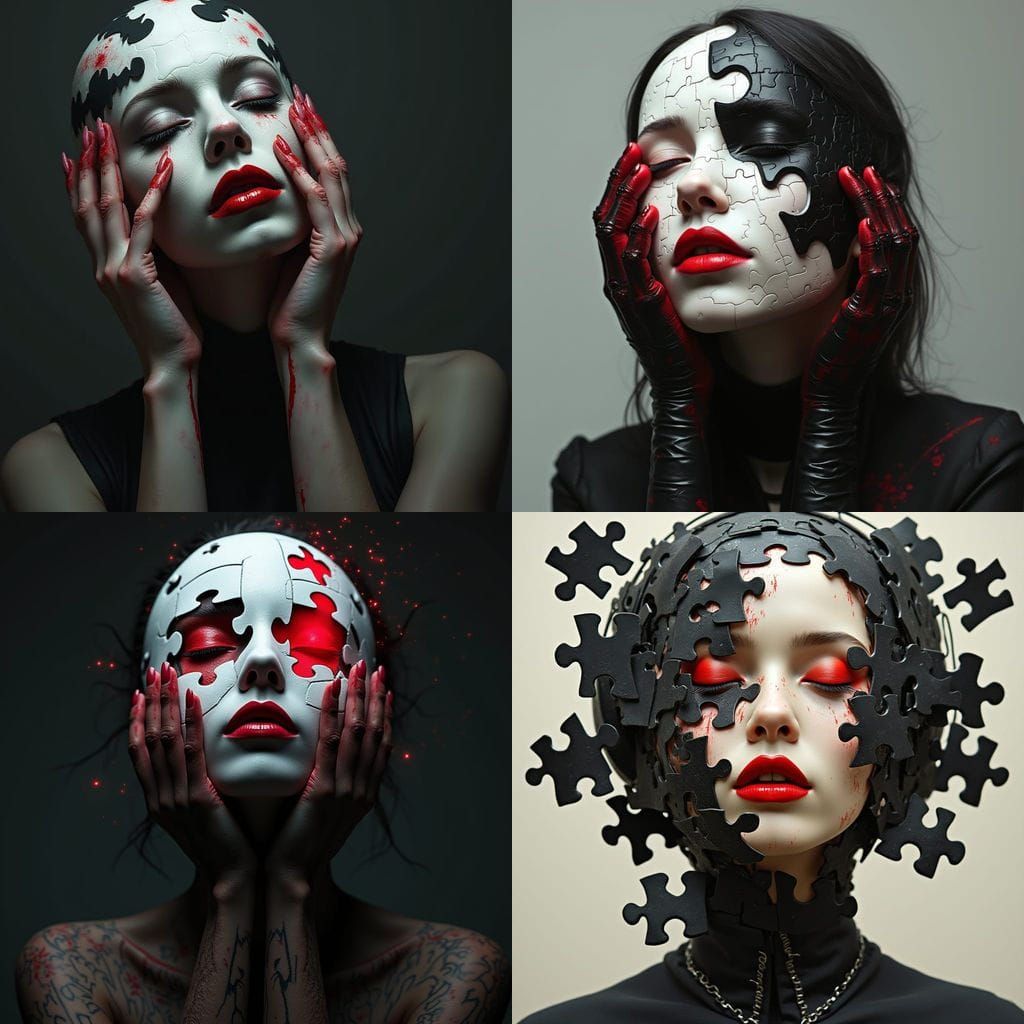 Surreal Puzzle Mask of Desire in Digital Art