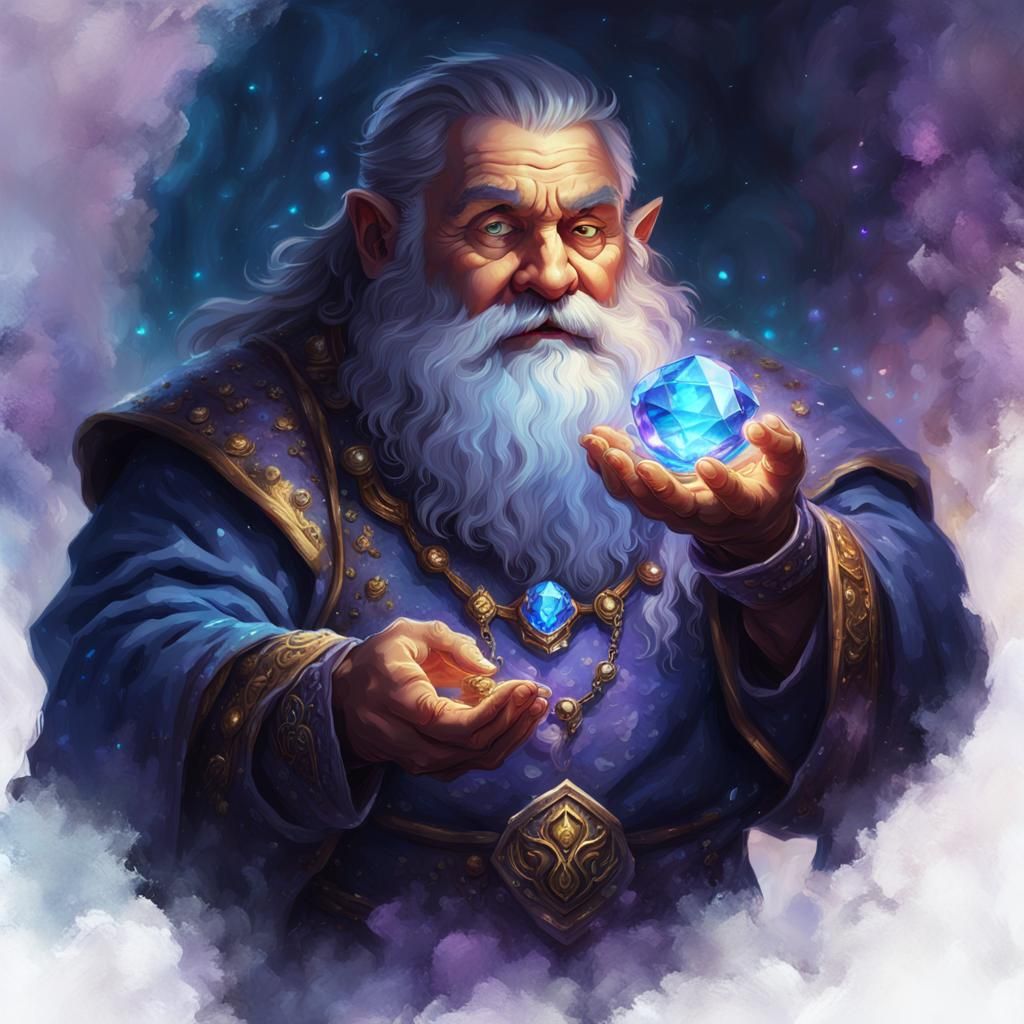Opalescent Jewel Held by Dwarf: Fantasy Concept Art