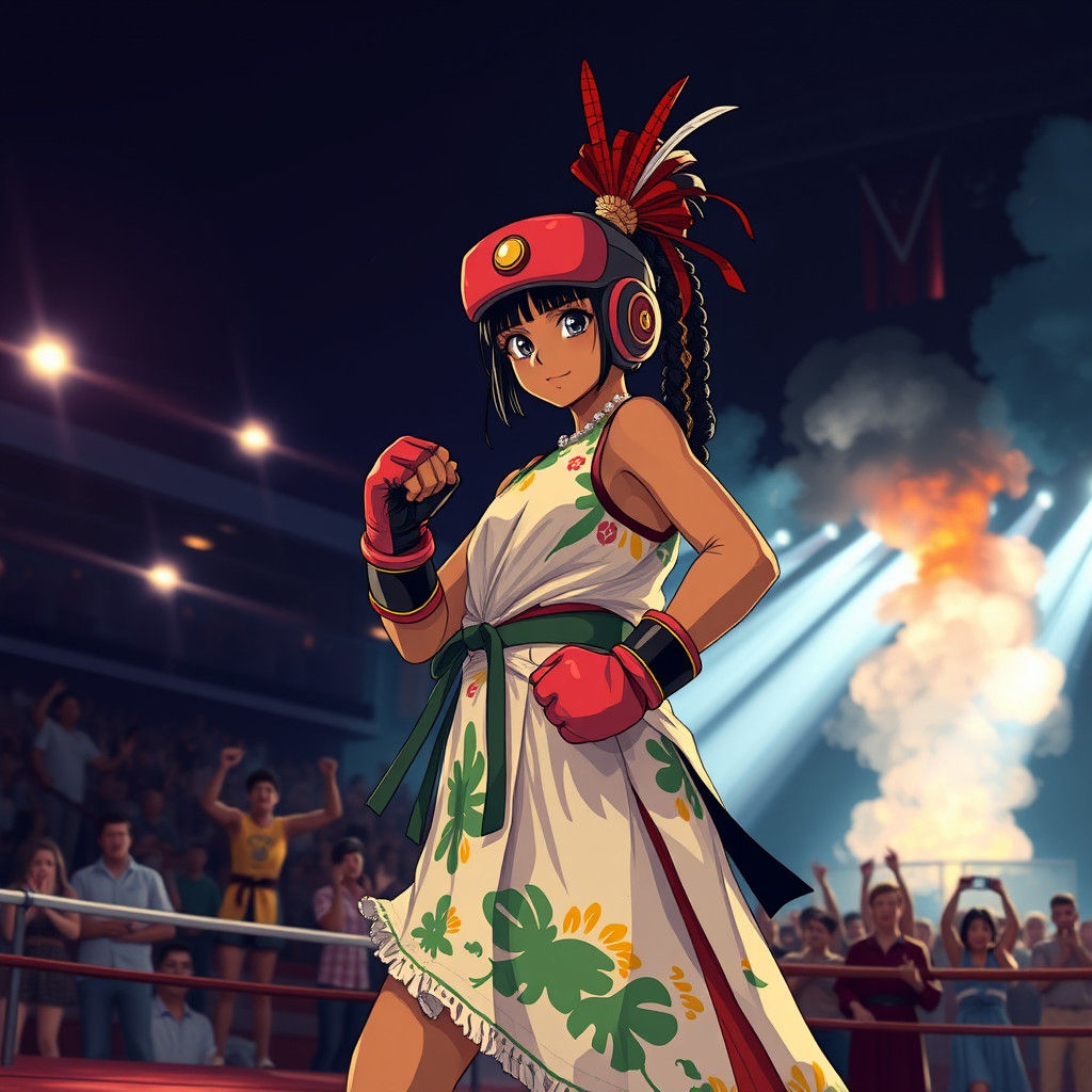Fijian Fighter in Manga Style Arena