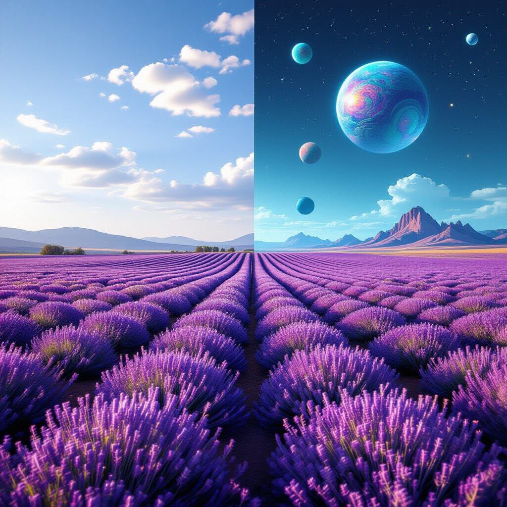 Surreal Lavender Field: A Dreamlike Metamorphosis