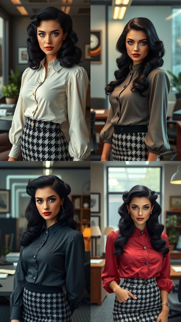 Glamorous Office Siren in 1940s Attire, Set in a Fantastical...