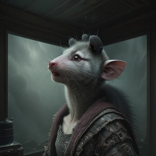 Dramatic Digital Painting of a Detailed Possum